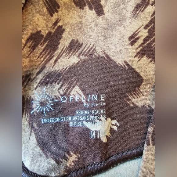 Aerie OFFLINE Size Medium Real Me 7/8 Hi-Rise Leggings Brown Floral Buttery Soft - Picture 6 of 8